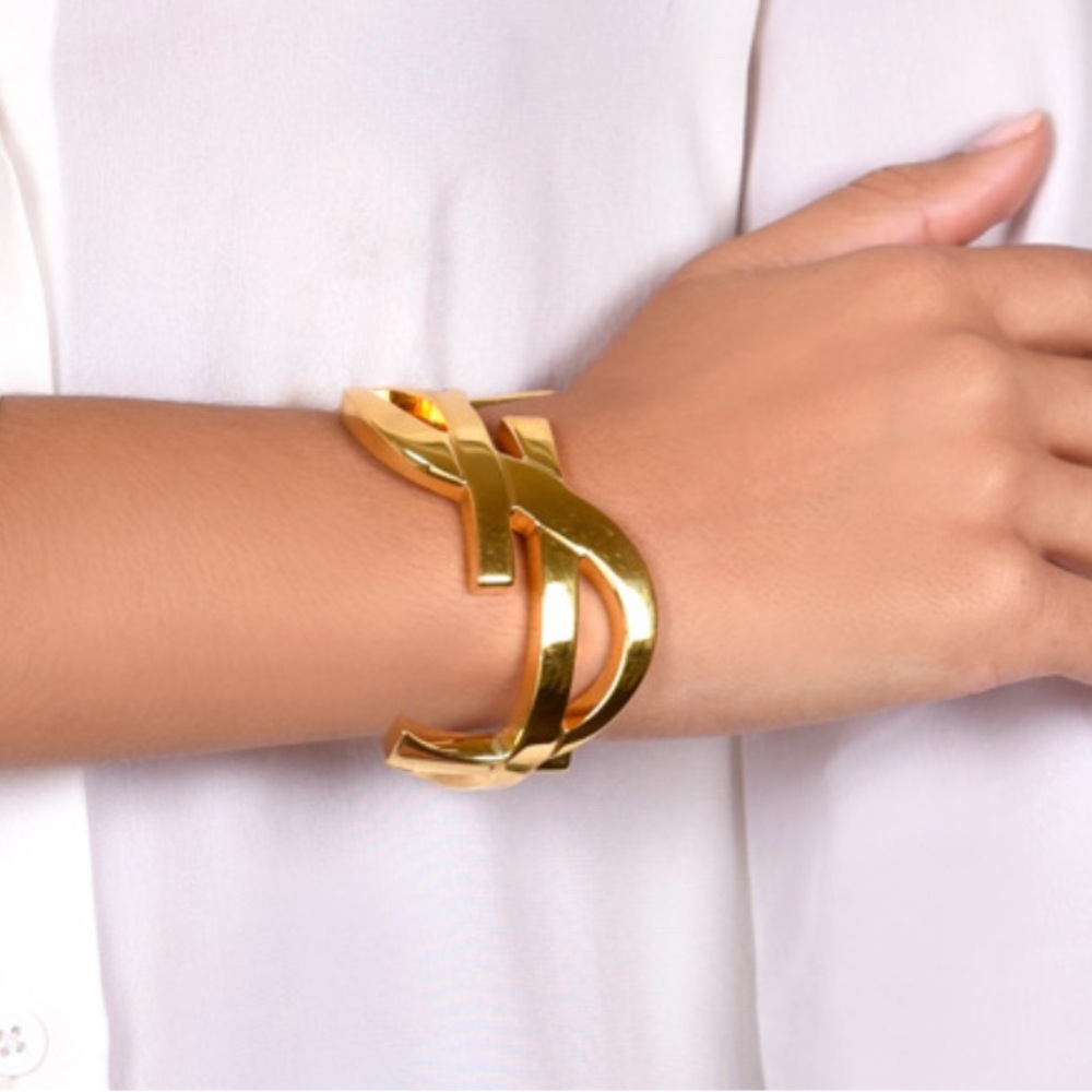 Gold YSL Statement Cuff Bracelet